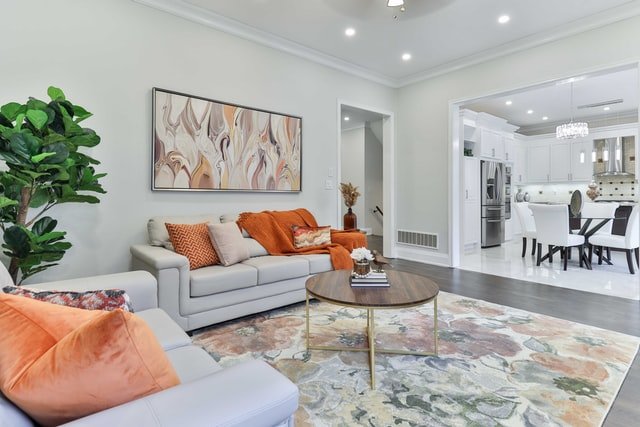 home interior with orange accents